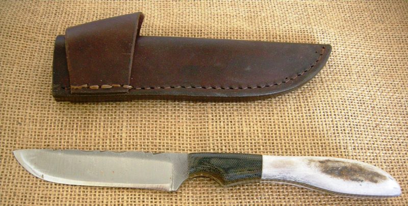HANDMADE LONG FIXED BLADE KNIFE by MEXICAN KNIFE MAKER, STAG, CUSTOM SHEATH  - Lees Cutlery