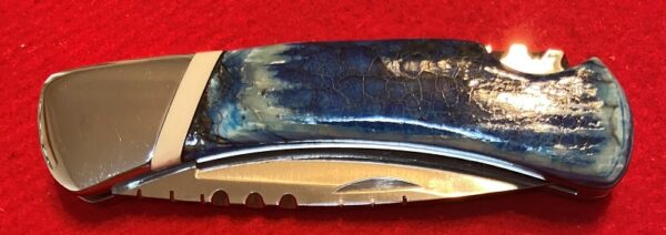 ED YOUNGMAN CUSTOMIZED BUCK 500 DUKE FOLDING POCKET KNIFE, BLUE